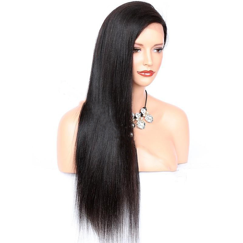 4x4 Glueless Silk Top Full Lace Wigs Yaki Straight Human Hair Wigs