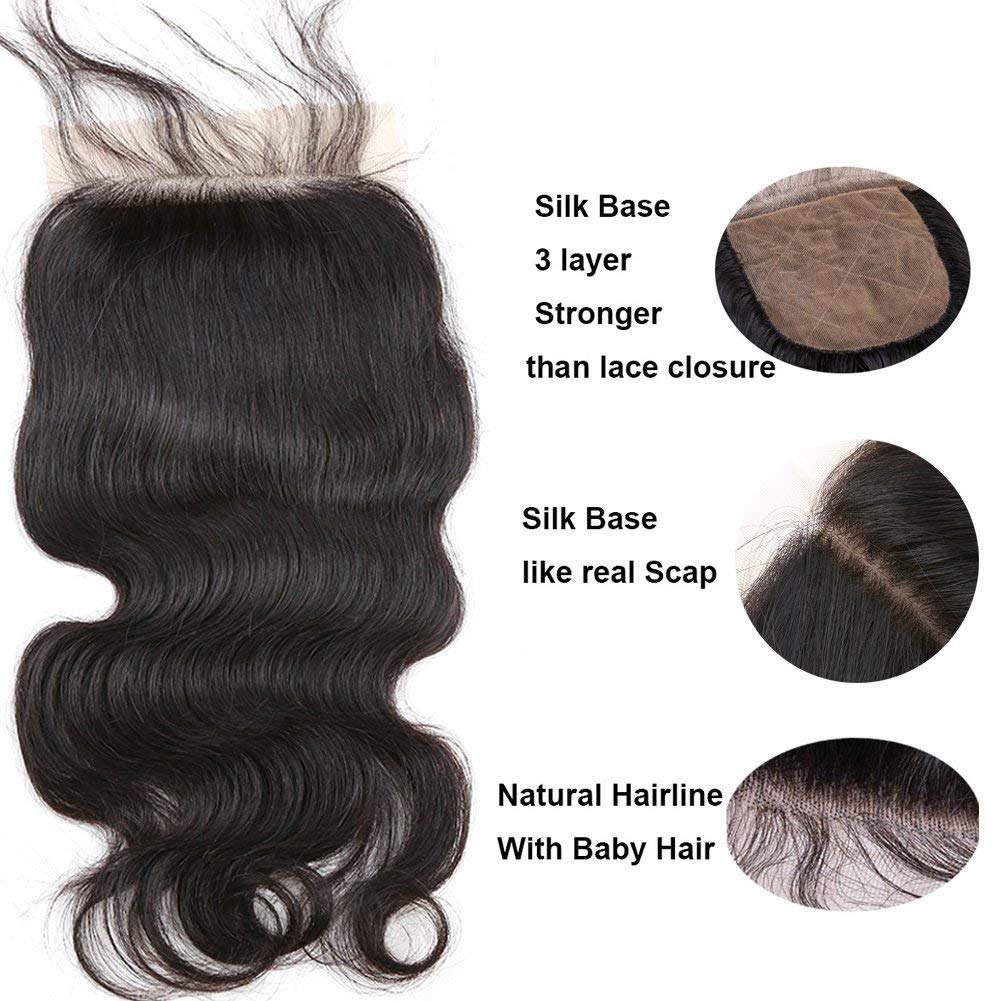 4x4 Silk Base Lace Closure with Baby Hair Curly Style Free Part