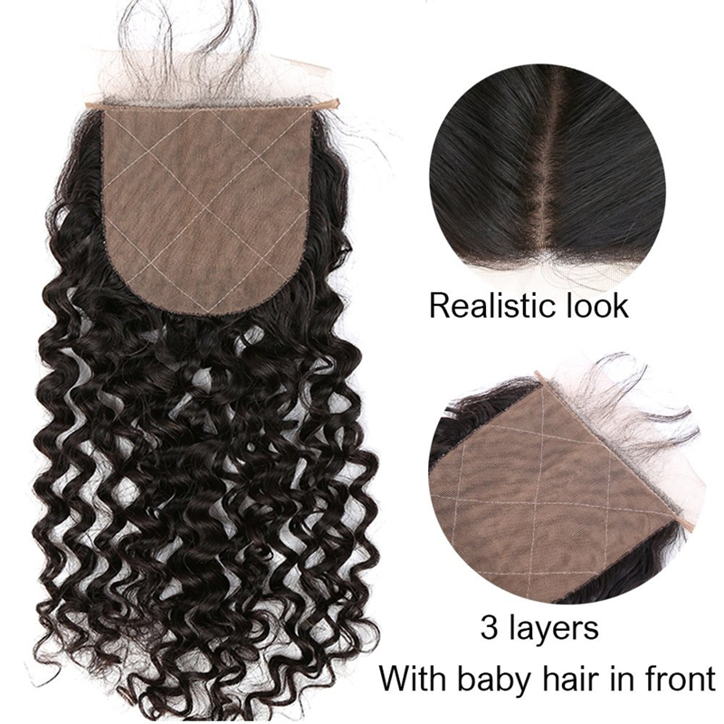4x4 Silk Base Lace Closure with Baby Hair Curly Style Free Part