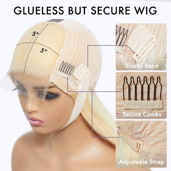 Grey Straight Bob Wig 5X5 HD Lace Closure Glueless Human Hair Wig