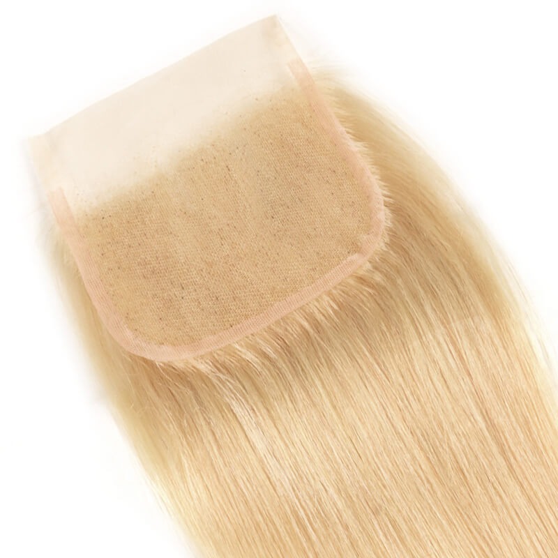 613 Blonde 4x4 Lace Closure Straight Virgin Human Hair Natural Hairline