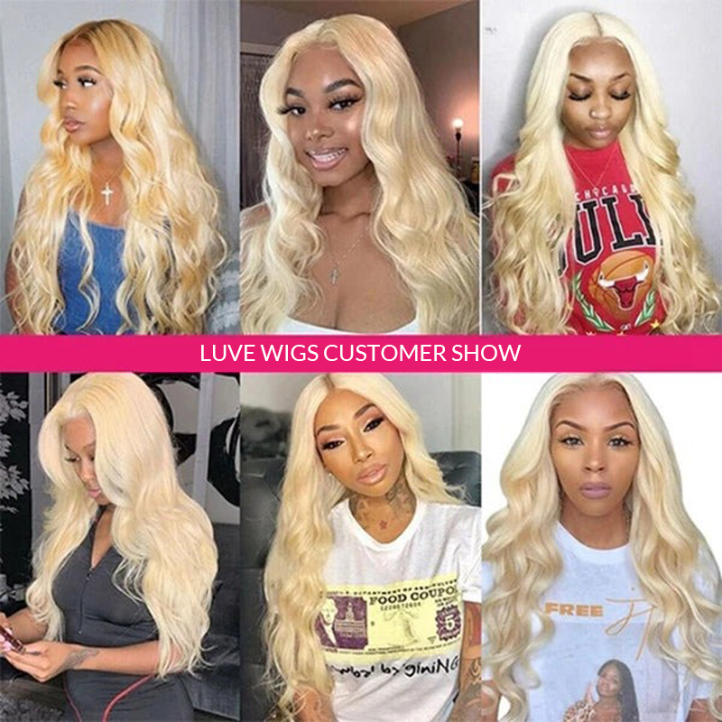 613 Blonde Glueless Wigs Human Hair Body Wave 13x4 Lace Frontal Wigs