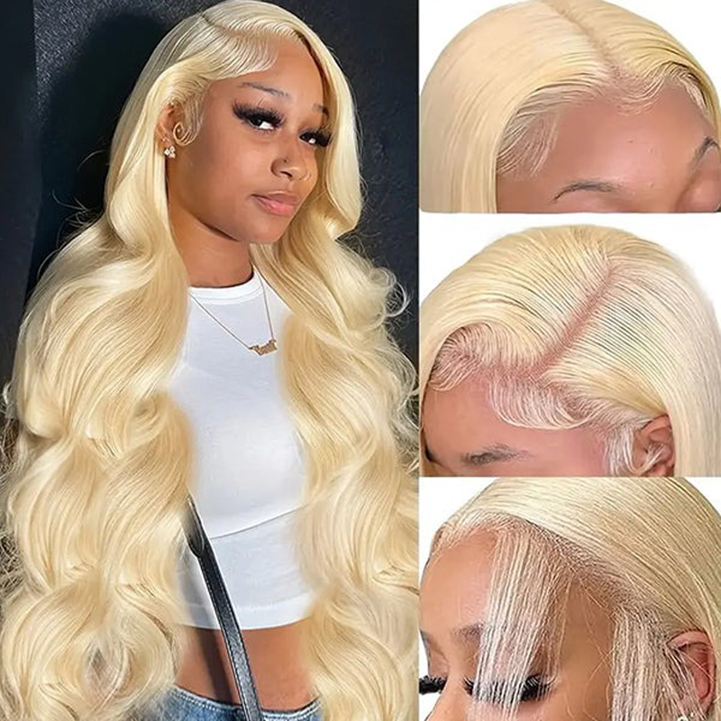 613 Blonde Glueless Wigs Human Hair Body Wave 13x4 Lace Frontal Wigs