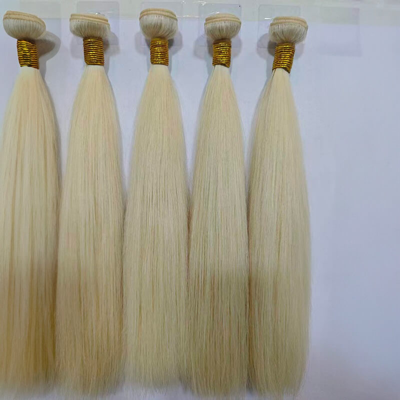 613 Blonde Straight Hair Bundles Virgin Remy Human Hair for Quick Weave Extensions