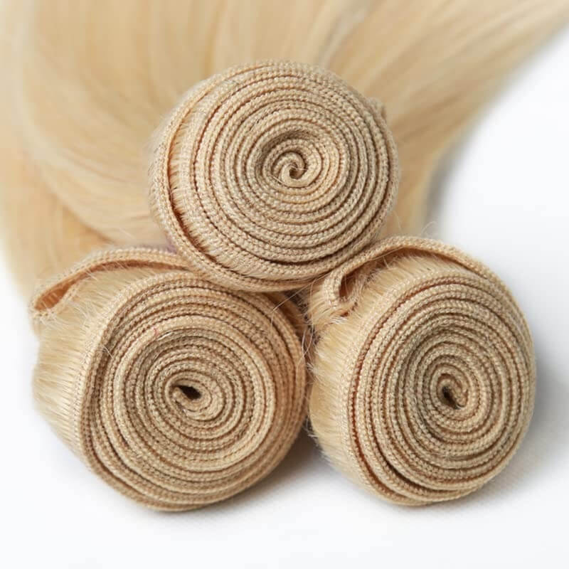 613 Blonde Straight Hair Bundles Virgin Remy Human Hair for Quick Weave Extensions