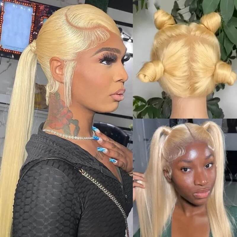 613 Blonde Straight Parting-Max Full Lace Invisi Drawstring Human Hair Wig