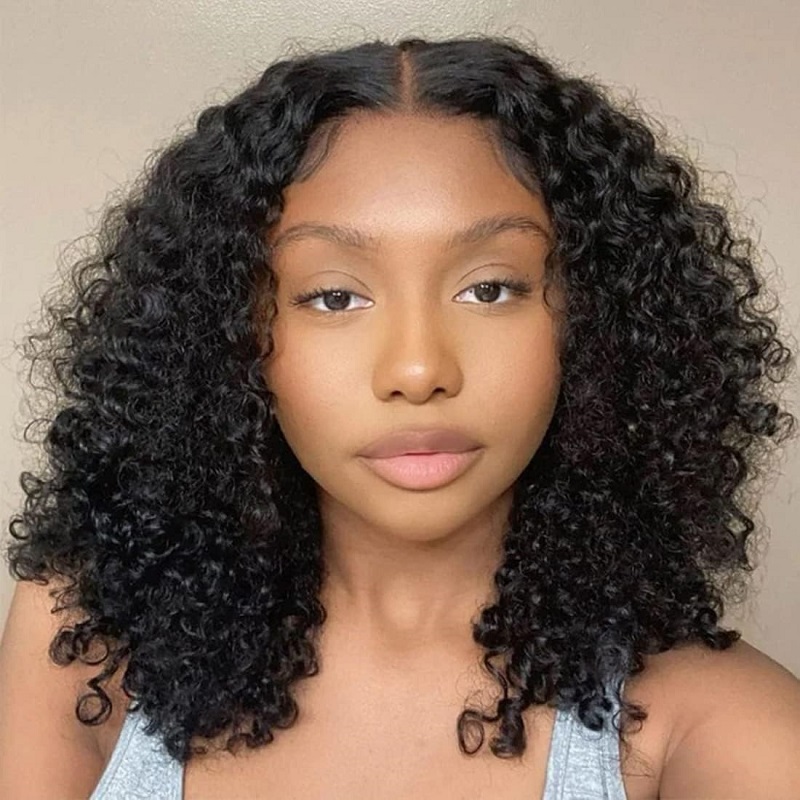 Luve Short Bob Curly Pre Plucked With Baby Hair Glueless Frontal Lace Wig