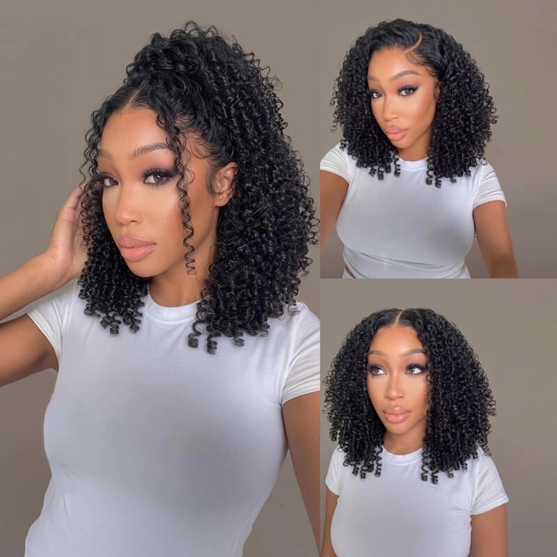 6X6 HD Lace Closure Short Curly Bob Wig Glueless Human Hair Wig Natural Hairline
