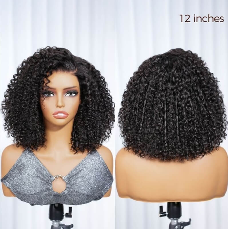 6X6 HD Lace Closure Short Curly Bob Wig Glueless Human Hair Wig Natural Hairline