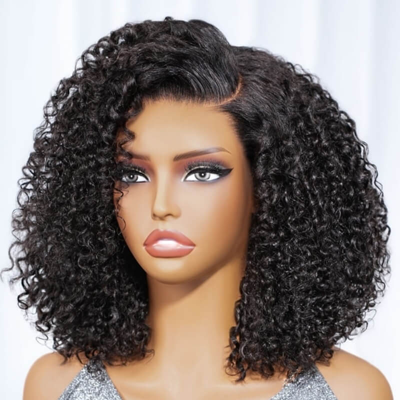 6X6 HD Lace Closure Short Curly Bob Wig Glueless Human Hair Wig Natural Hairline