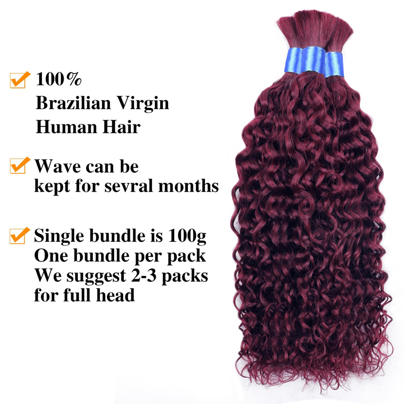 #99J Water Wave Human Hair Bulk For Braiding No Weft Virgin Human Hair