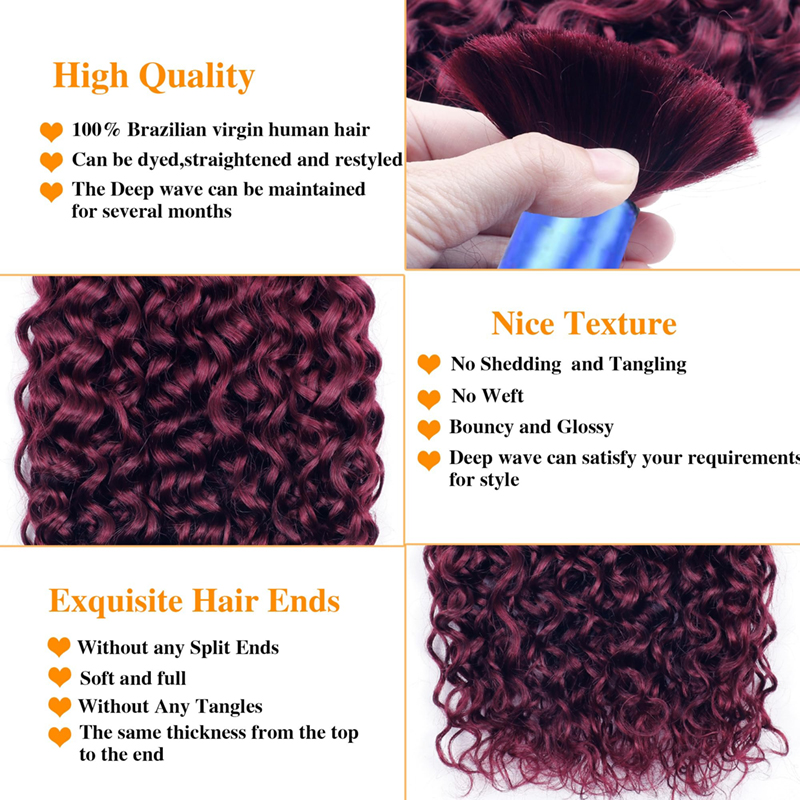#99J Water Wave Human Hair Bulk For Braiding No Weft Virgin Human Hair