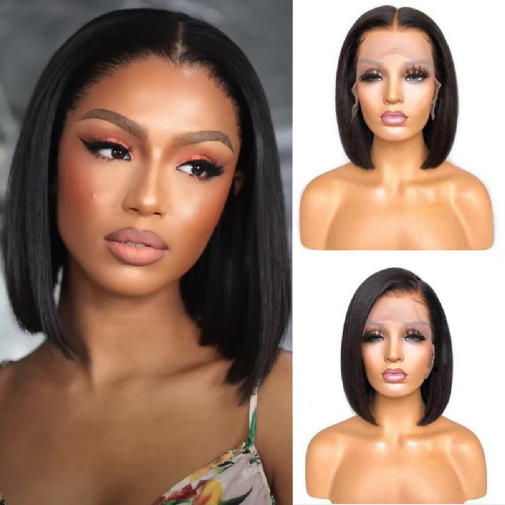 LUVE Human Hair 10 Inch Bob Wig Pre-bleached Lace Frontal Bob Wigs