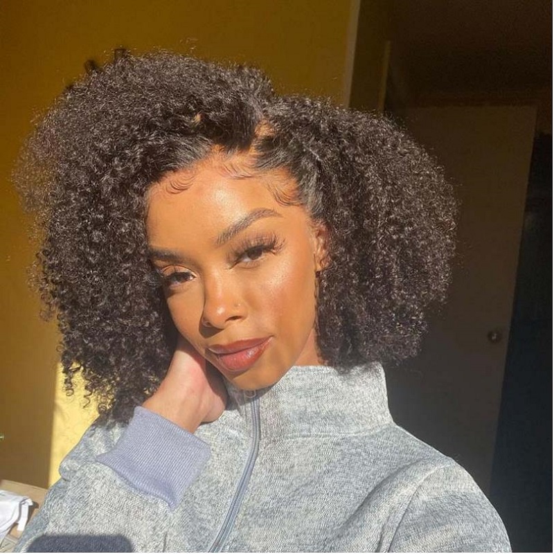 Luve 13x4 HD Lace Front Kinky Curly Wig Deep Parting Wig Human Hair
