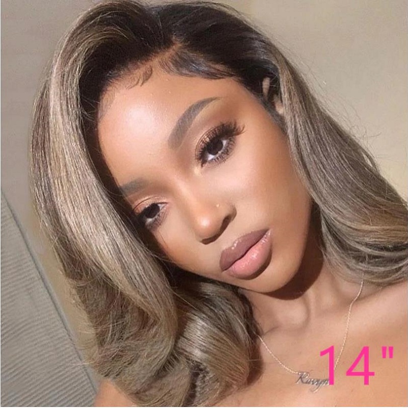 Luve HD Lace Luxury Wave Wig Ombre Ash Blonde 13x4 Lace Frontal Bob Wig 