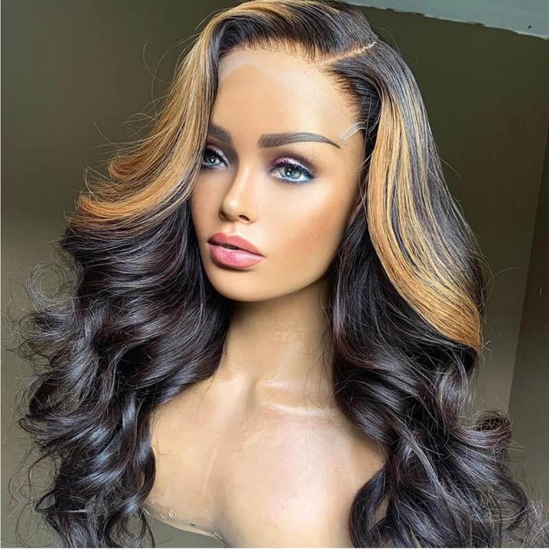 Luve Highlight Color 5X5 HD Lace Front Body Wavy Wig 100% Human Hair