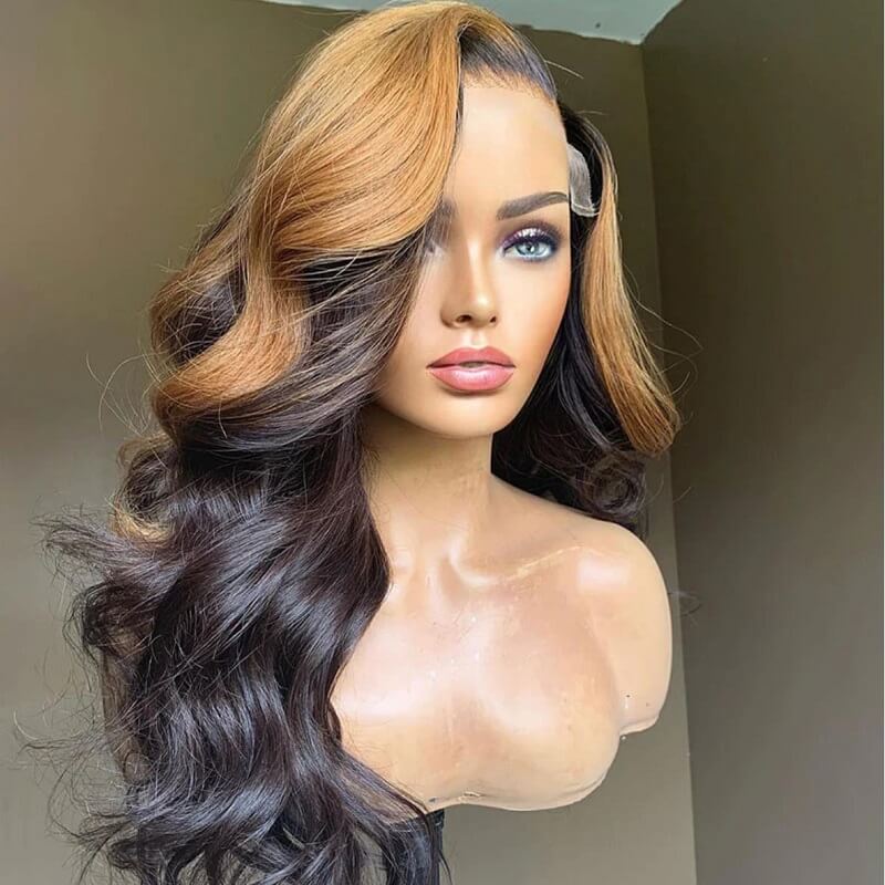 Luve Highlight Color 5X5 HD Lace Front Body Wavy Wig 100% Human Hair
