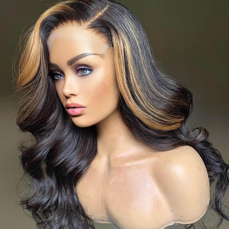 Luve Highlight Color 5X5 HD Lace Front Body Wavy Wig 100% Human Hair