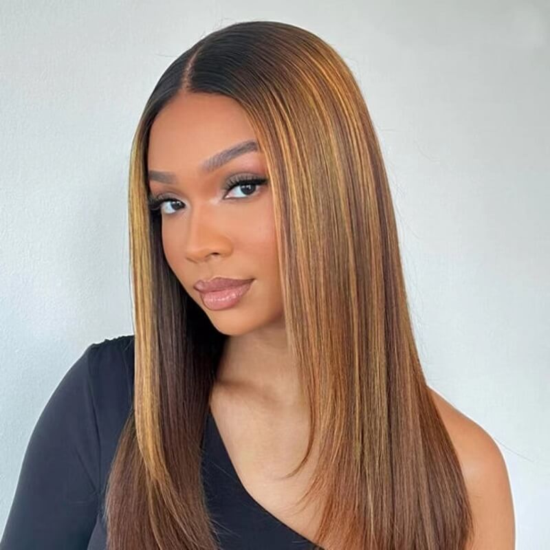 Luve Layered Cut Brown Mix Blonde Glueless 5x5 Closure HD Lace Wig Pre-plucked