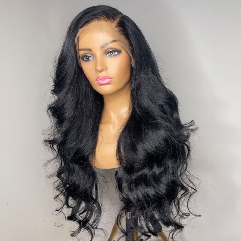 Luve Natural Black Body Wave HD Lace Front Wig Glueless 100% Human Hair