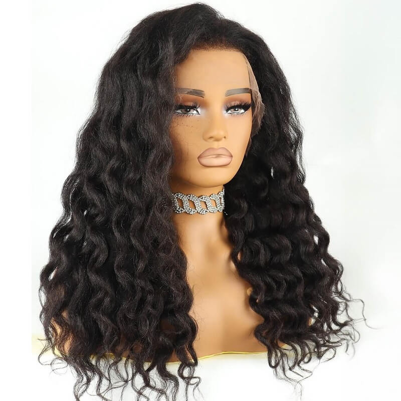 Kinky Straight  HD Lace Front Wig  Glueless Natural Curls With 4C Curly Edges