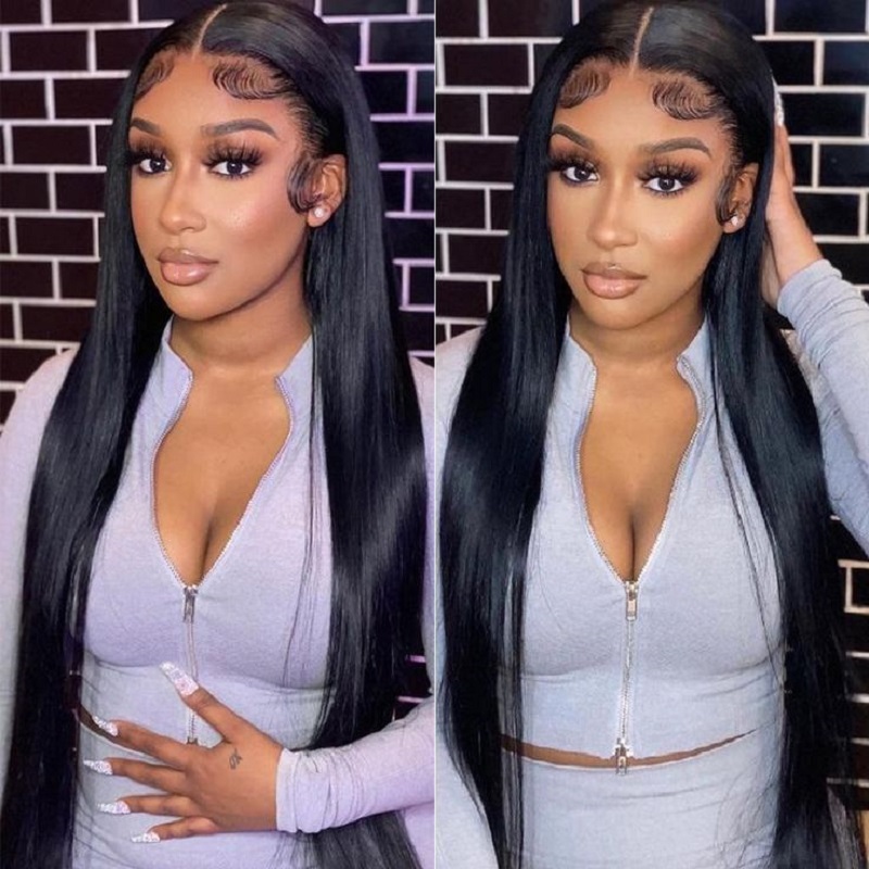 Luve Human Hair Glueless Full Lace Wig Stright Pre-Plucked Hairline With Baby Hair