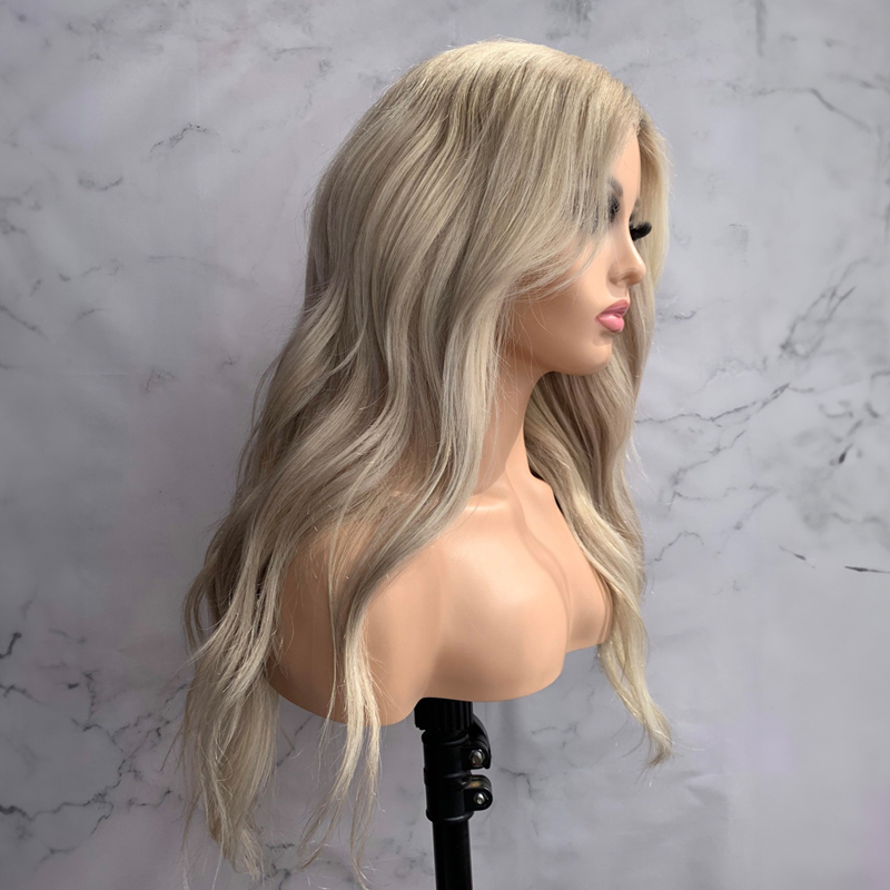 Ash blonde Human Hair Lace Front Wig 13x4 Transparent Lace Natural Wave