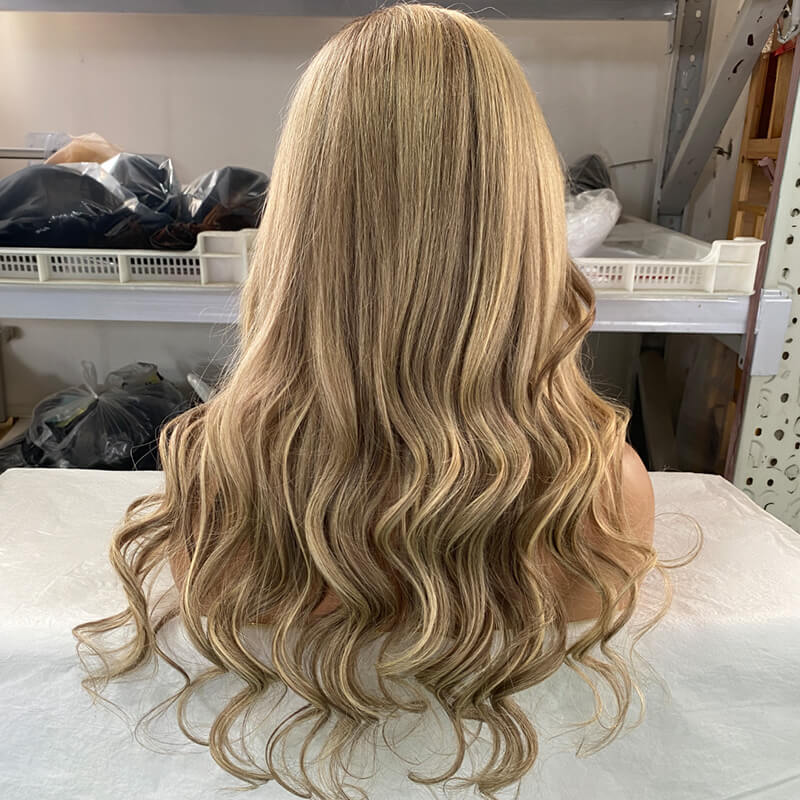 Ash blonde Wave Wig 13X4 Lace Front Human Hair Wig 20 Inch 