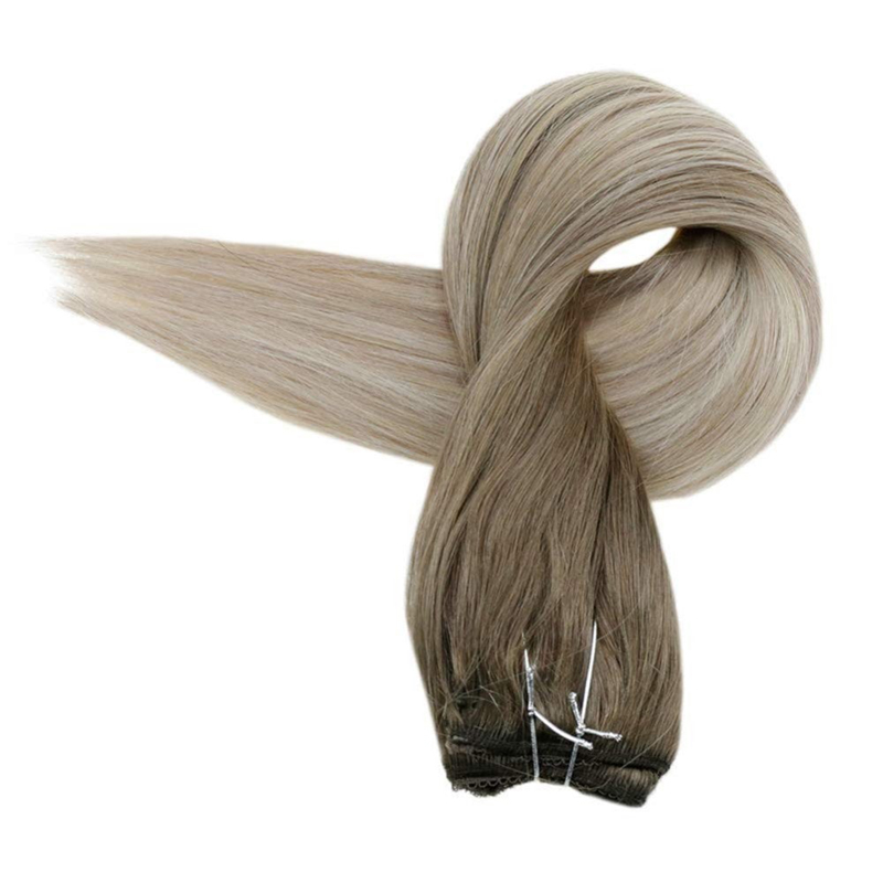 Balayage Halo Hair Extensions Human Hair Brown and Blonde #8/60/18
