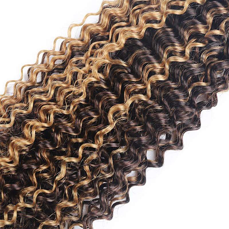 Balayage Highlight Curly Hair Bundles Kinky Curly Human Hair 3 Bundles