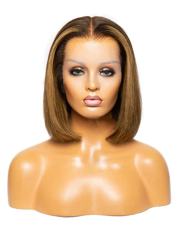 Blonde Bob Lace Front Wigs Human Hair Blonde Highlights Wig Pre-plucked