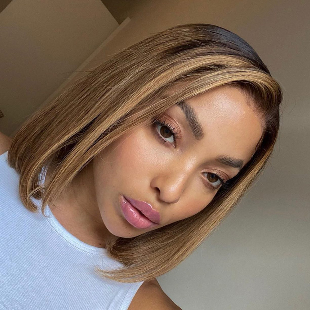 Blonde Bob Lace Front Wigs Human Hair Blonde Highlights Wig Pre-plucked