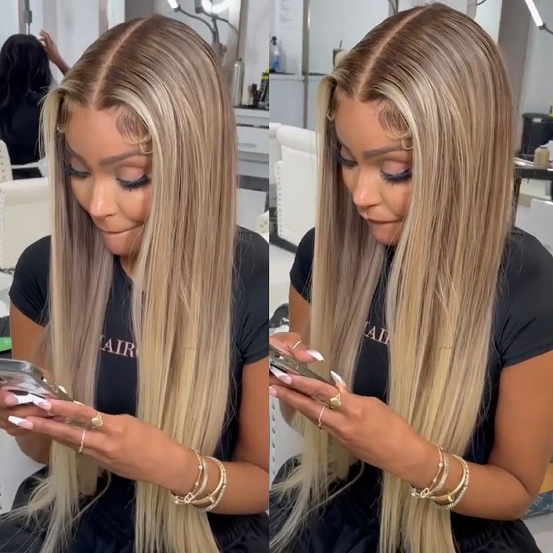 Luve Highlight Honey Blonde Human Wig P4/613 Body Wave 13x4 Lace Front Wig