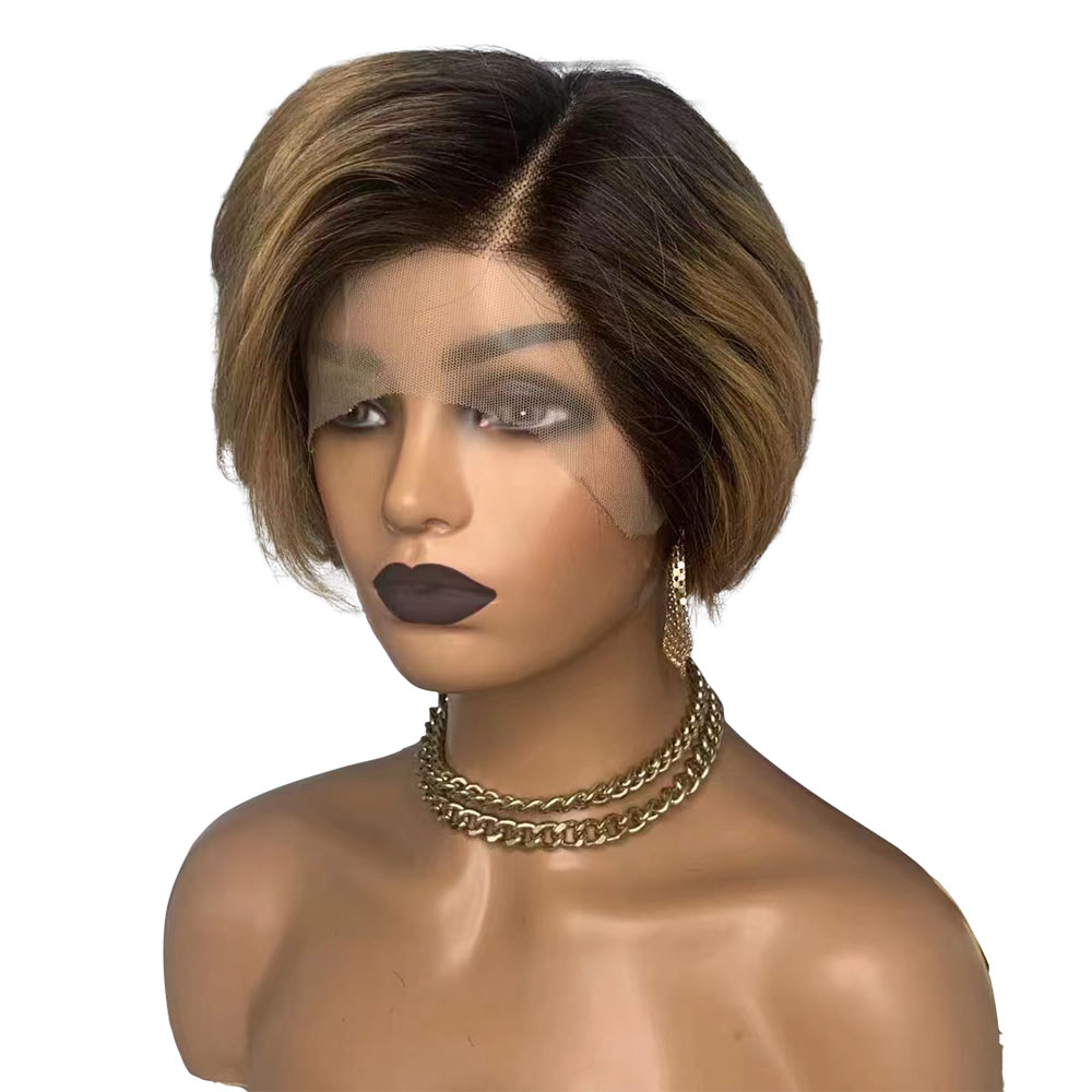 Blonde Ombre Bob Wig Human Hair T Part Frontal Lace Wig Side Part Bob Wigs