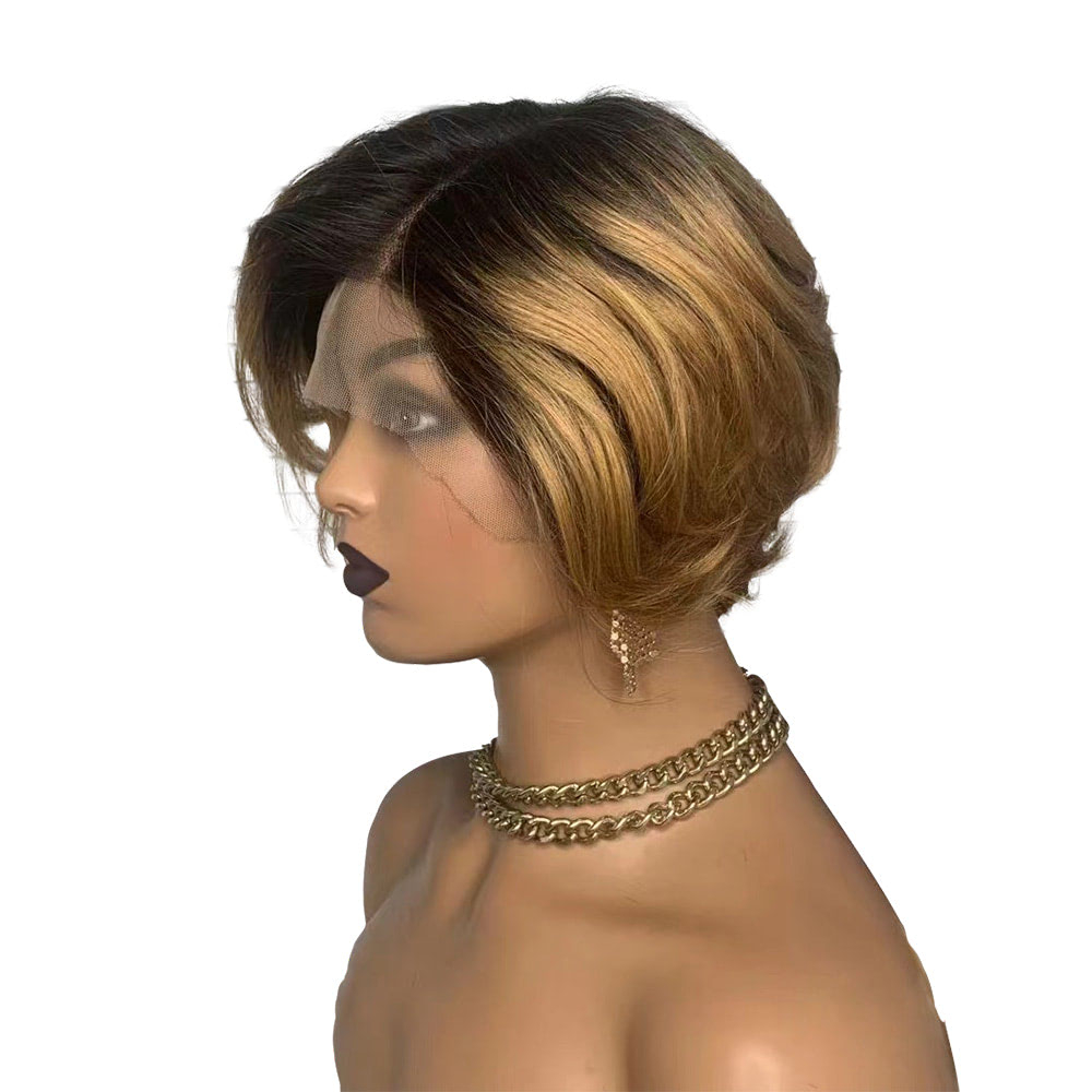 Blonde Ombre Bob Wig Human Hair T Part Frontal Lace Wig Side Part Bob Wigs