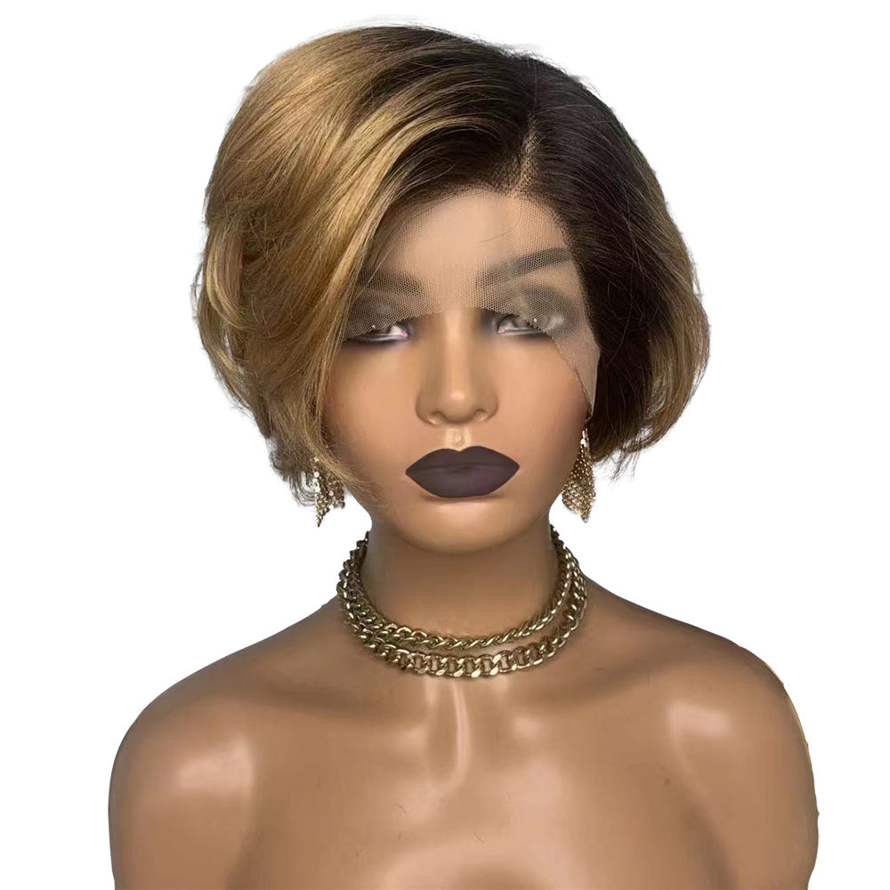 Blonde Ombre Bob Wig Human Hair T Part Frontal Lace Wig Side Part Bob Wigs