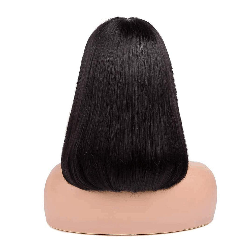 Luve Wear To Go Bob Wig Human Hair with Bangs Machine-Made Glueless None Lace Wigs