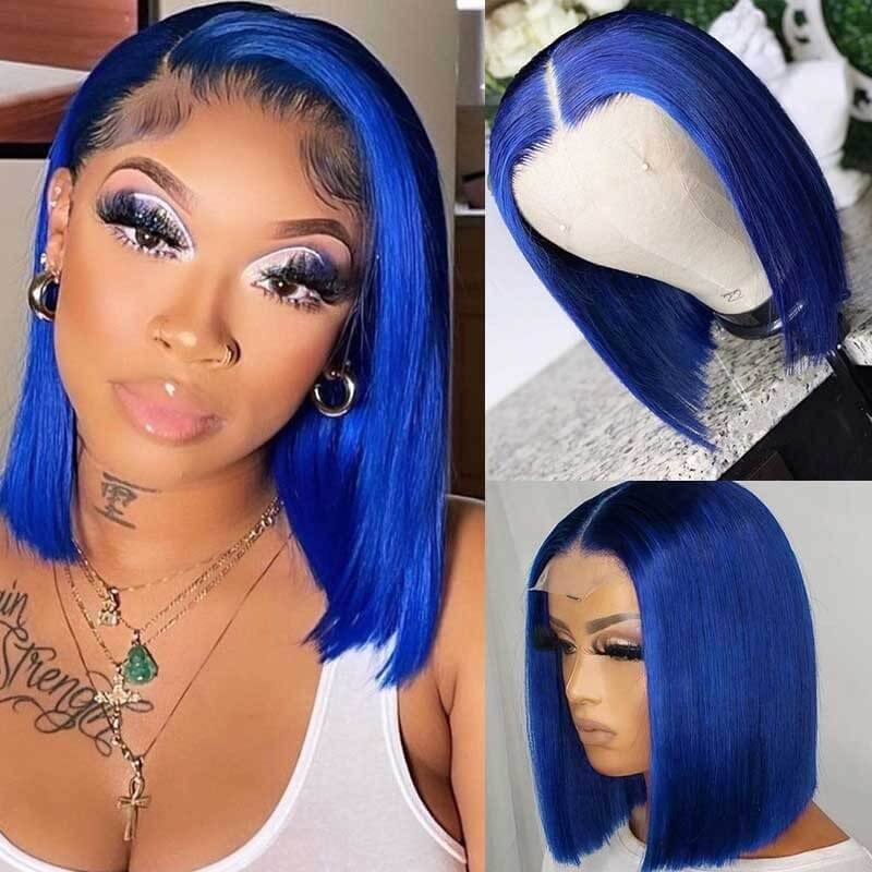 Luve Colorful Glueless Silky Bob Wig Lace Front Wig Pre Plucked 100% Human Hair Ready To Go