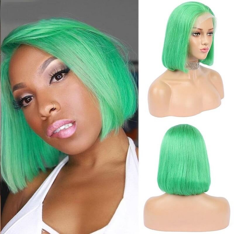 Luve Colorful Glueless Silky Bob Wig Lace Front Wig Pre Plucked 100% Human Hair Ready To Go