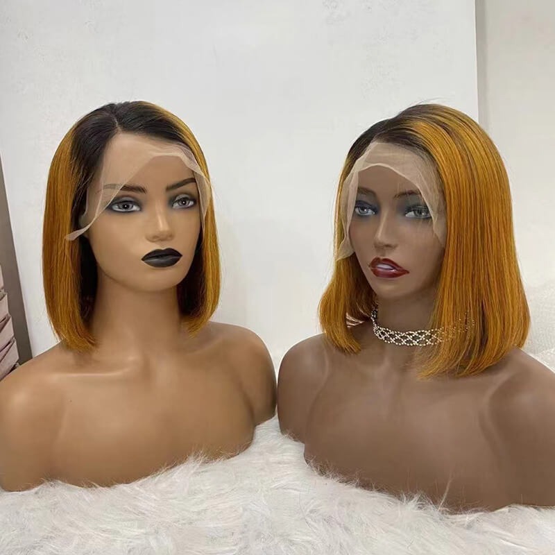 Luve Colorful Glueless Silky Bob Wig Lace Front Wig Pre Plucked 100% Human Hair Ready To Go