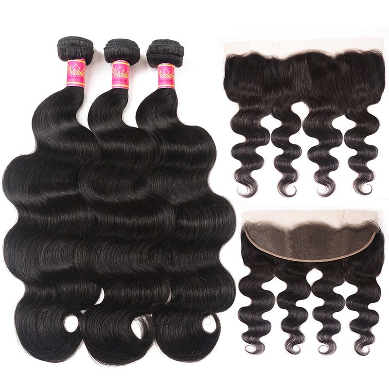 Body Wave 3 Hair Bundles With 13x4 Lace Frontal Human Hair Weaves