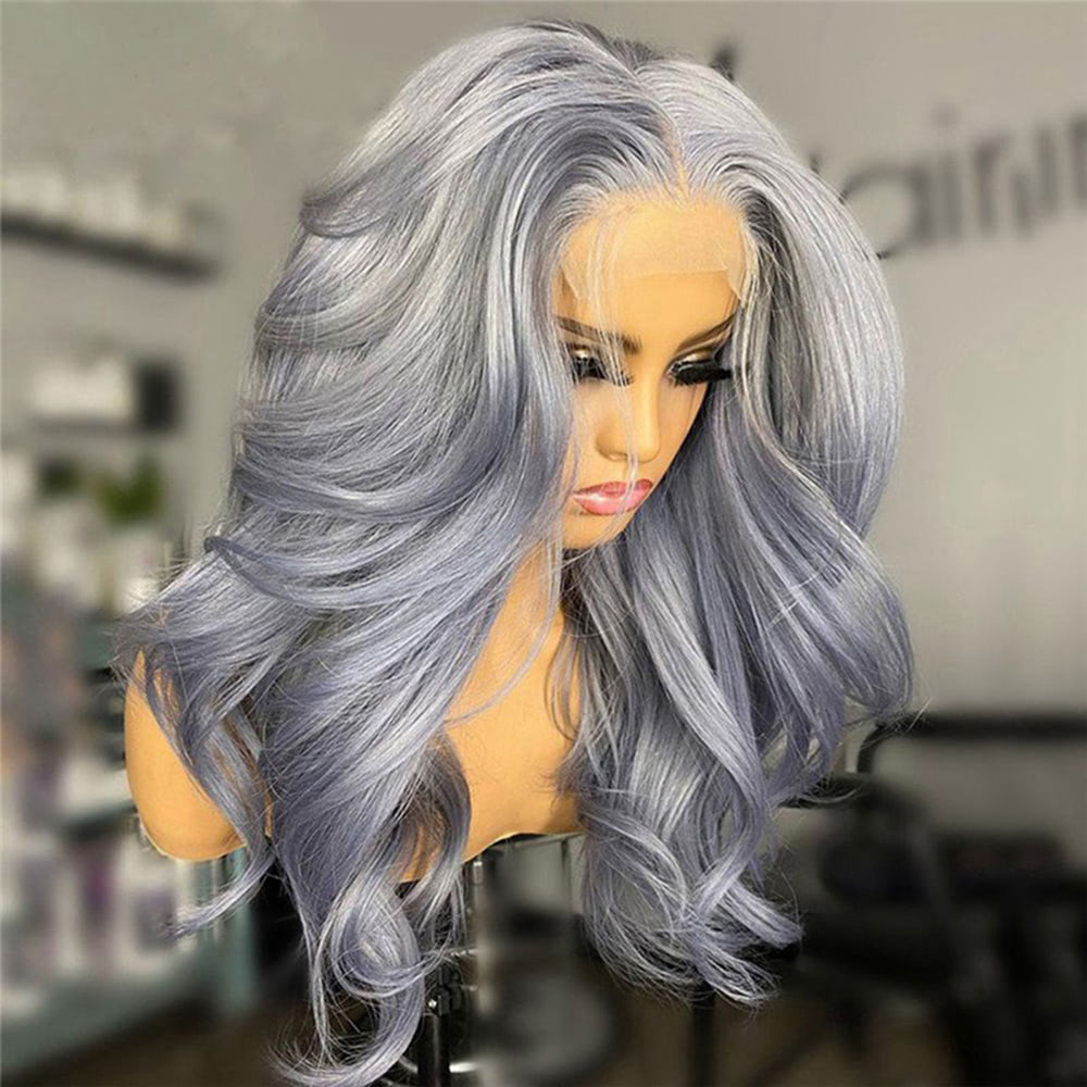Body Wave Grey Blue Ombre 13X4 Lace Front Wig Part-Max Human Hair Wigs