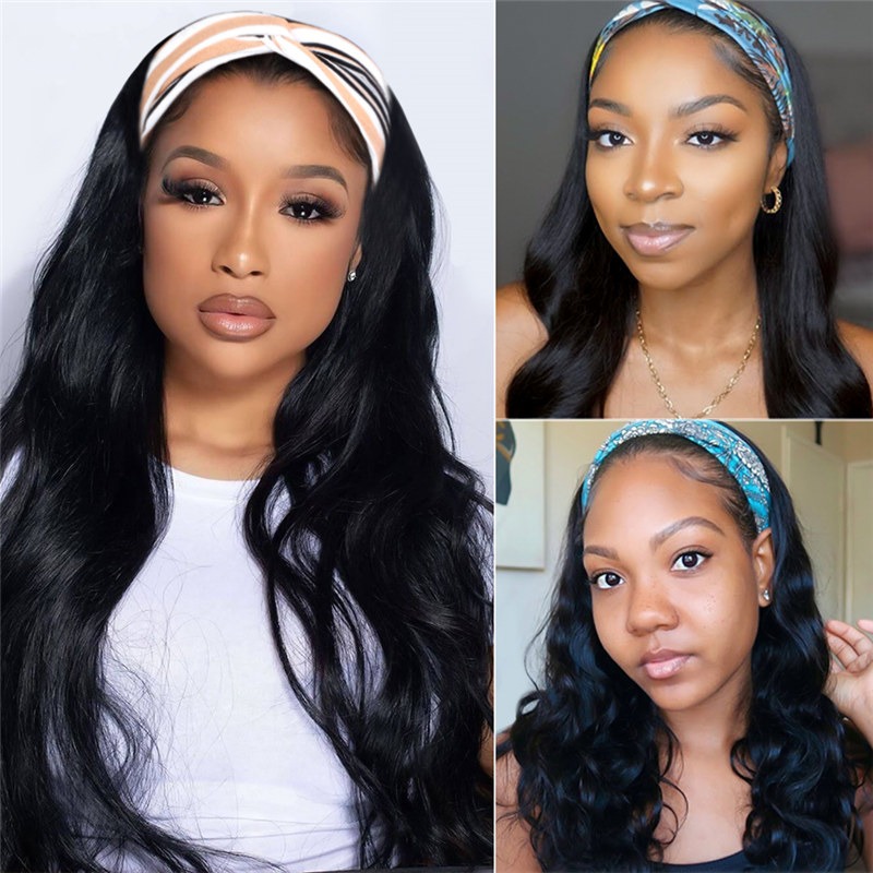 Body Wave Headband Wig Human Hair Glueless Wig  Wear and Go