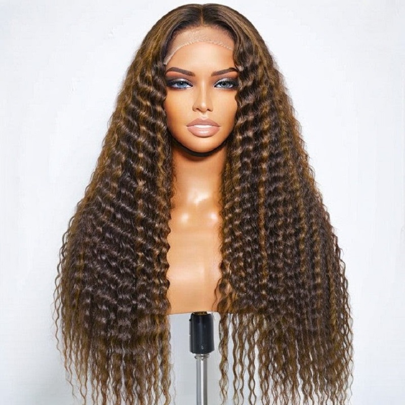 Luve Chestnut Brown Highlights 5×5 Closure HD Lace Glueless Long Curly Wig