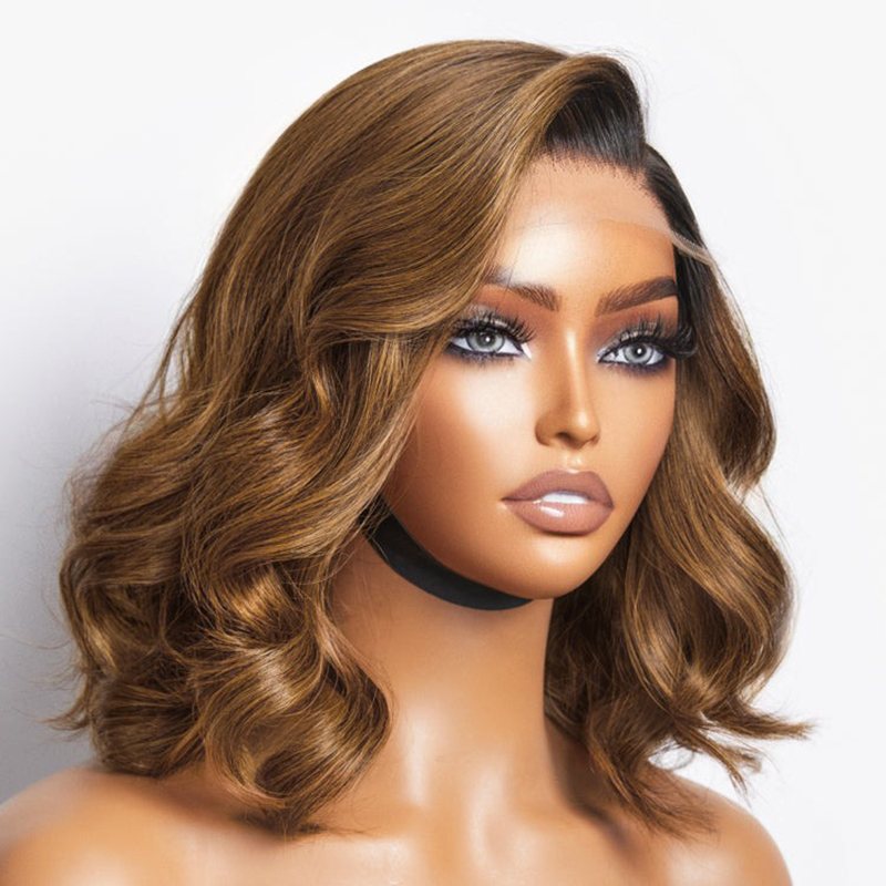 Bouncy Blonde Left C Part Loose Wave Bob  Glueless 5x5 Closure Lace Wig