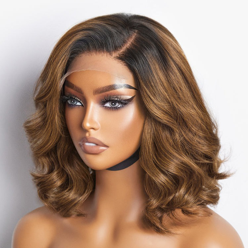 Bouncy Blonde Left C Part Loose Wave Bob  Glueless 5x5 Closure Lace Wig