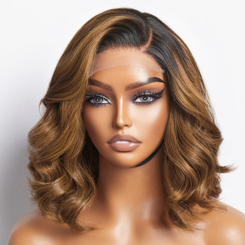 Bouncy Blonde Left C Part Loose Wave Bob  Glueless 5x5 Closure Lace Wig