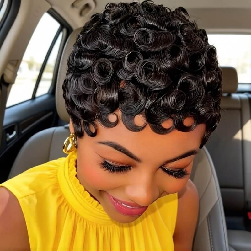 Brazilian Curly Short Pixie Cut Wig 5X5 HD Lace Closure|13X4 HD Lace Front Glueless Wig