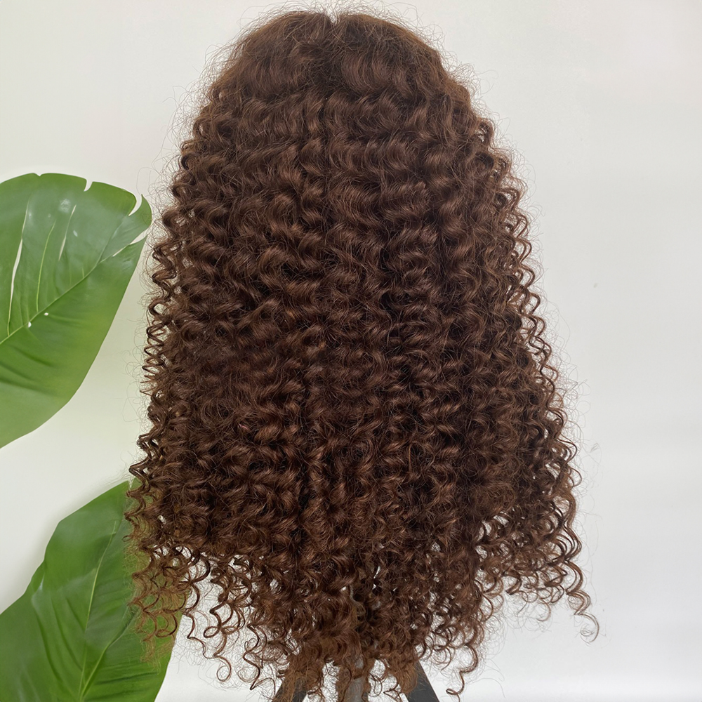 Brown Wand Curls Invisible Drawstring Wig 360 Glueless Lace Wigs