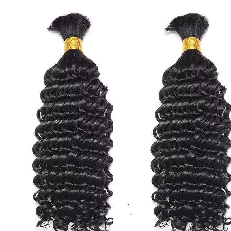 Bulk Human Hair For Braiding Deep Wave No Weft 100% Unprocessed
